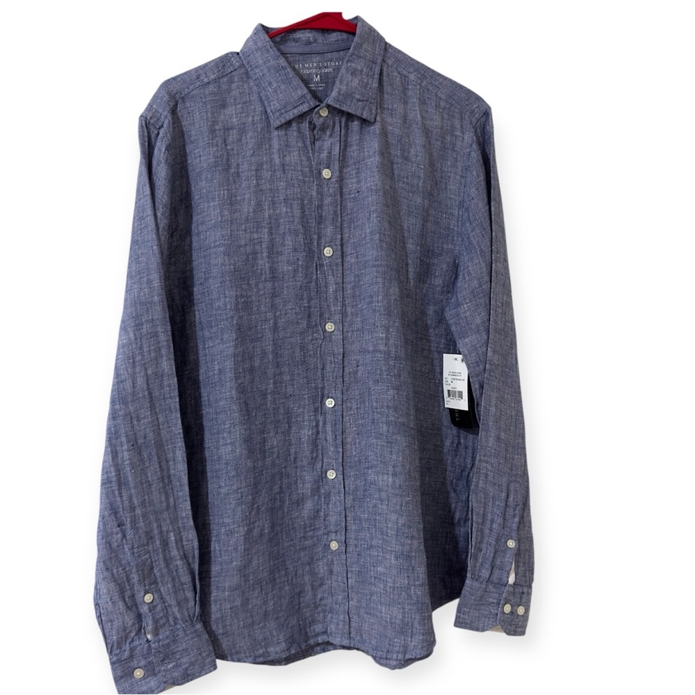 Bloomingdale's Linen Dyed Solid Regular Fit Button Down Medium